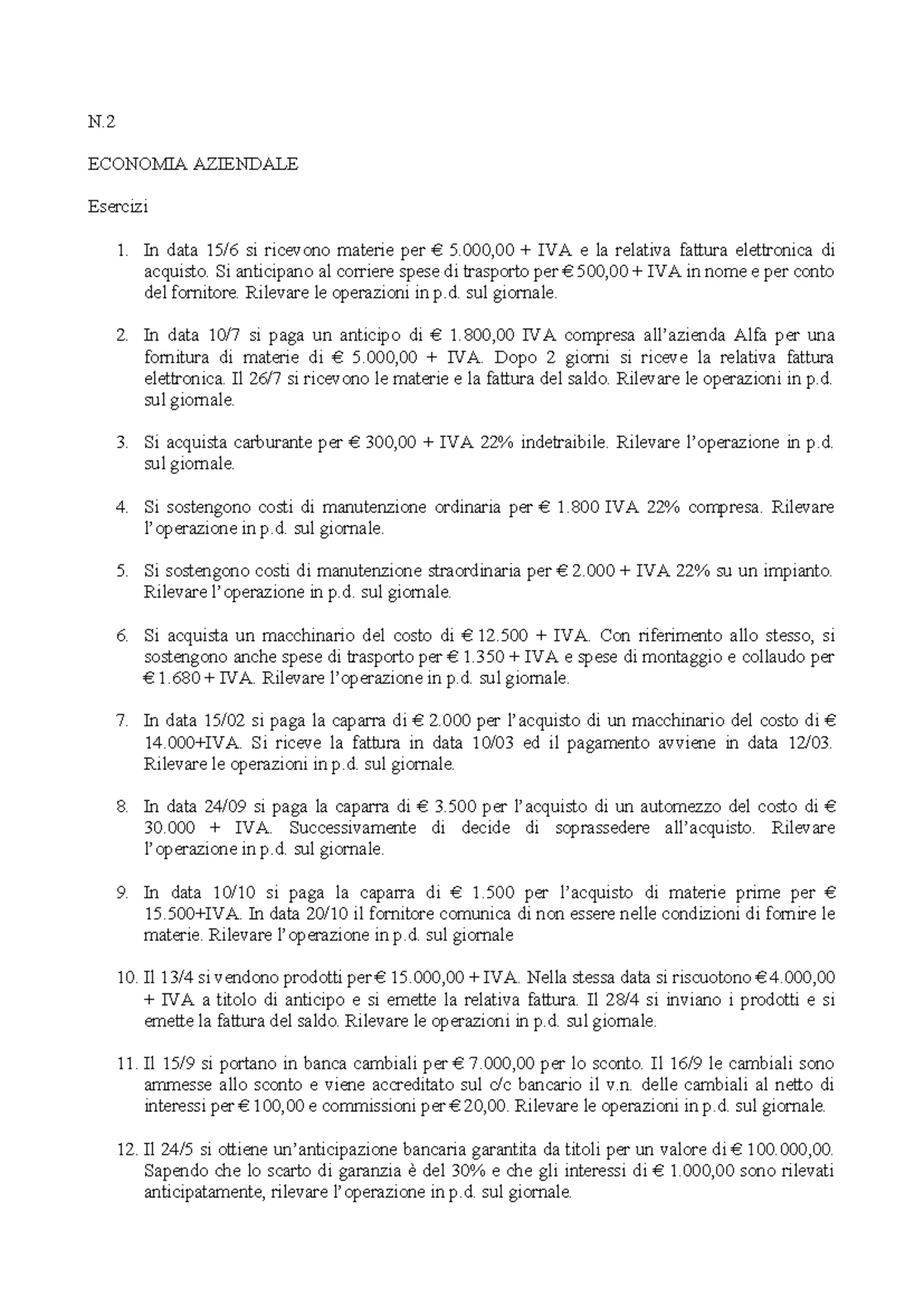 Esercizi sulla valutazione delle rimanenze di magazzino - Esercizi ...