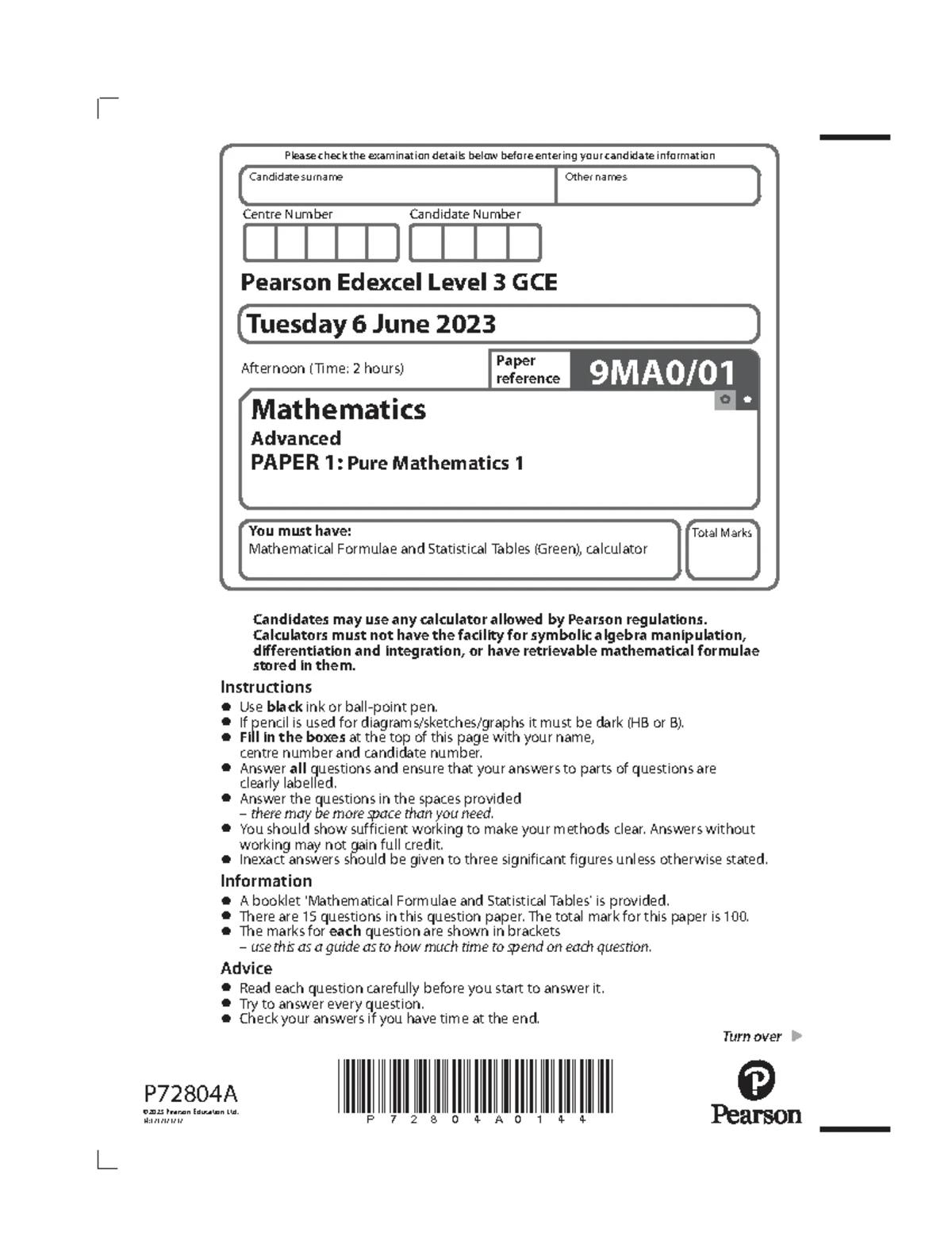 Mathematics Paper 1 Higher Tier Exam Details - GCSE 1H Nov 2021 - Studocu