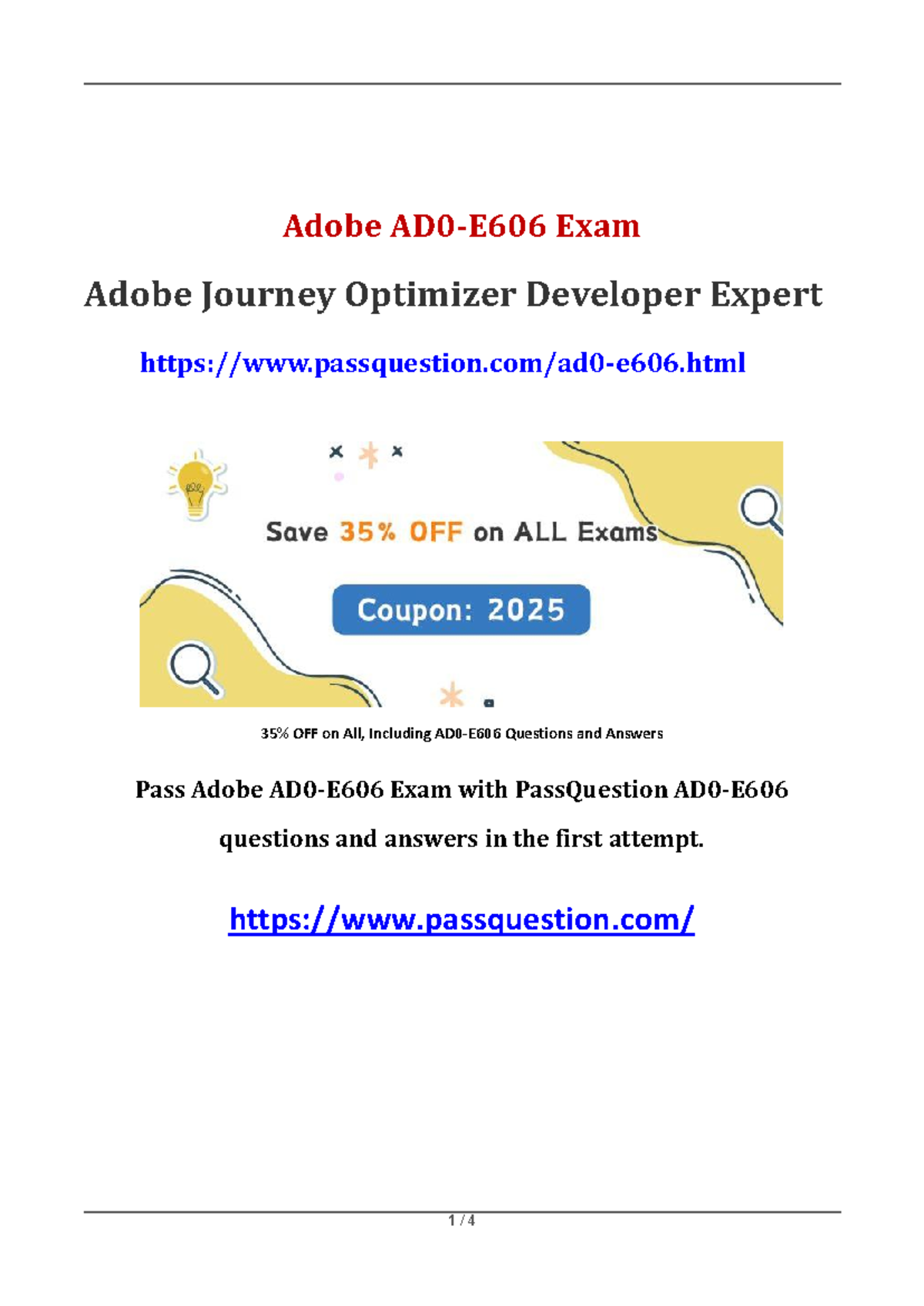 AD0-E606 Adobe Journey Optimizer Developer Expert Exam Q&A Guide - Studocu