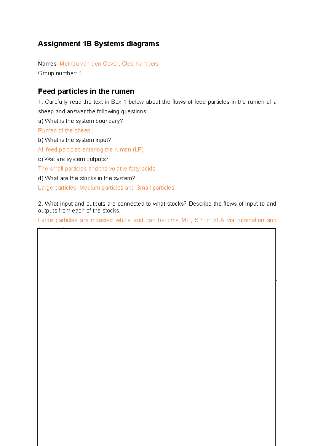 Assignment 1B - Systems Diagrams of Rumen Feed Particle Flows - Studeersnel