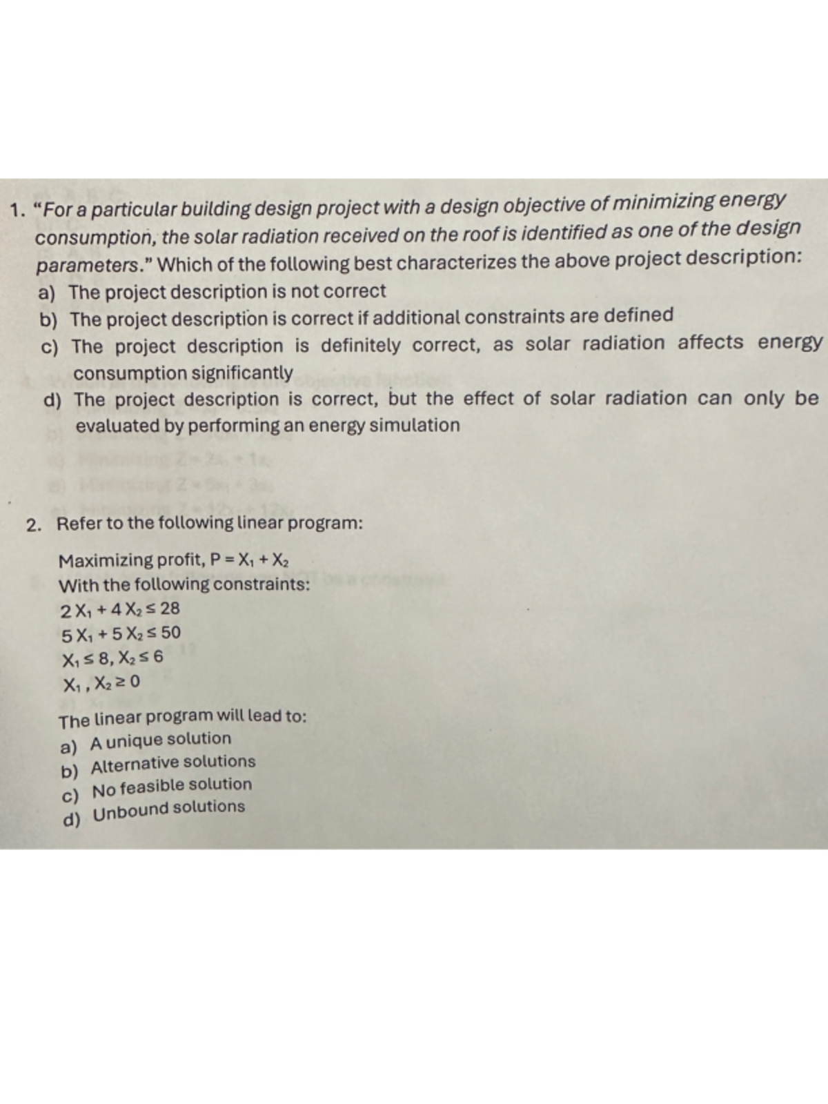 Midterm Exam questions 1 & 2 - Winter 2025 - 1. a particular building ...