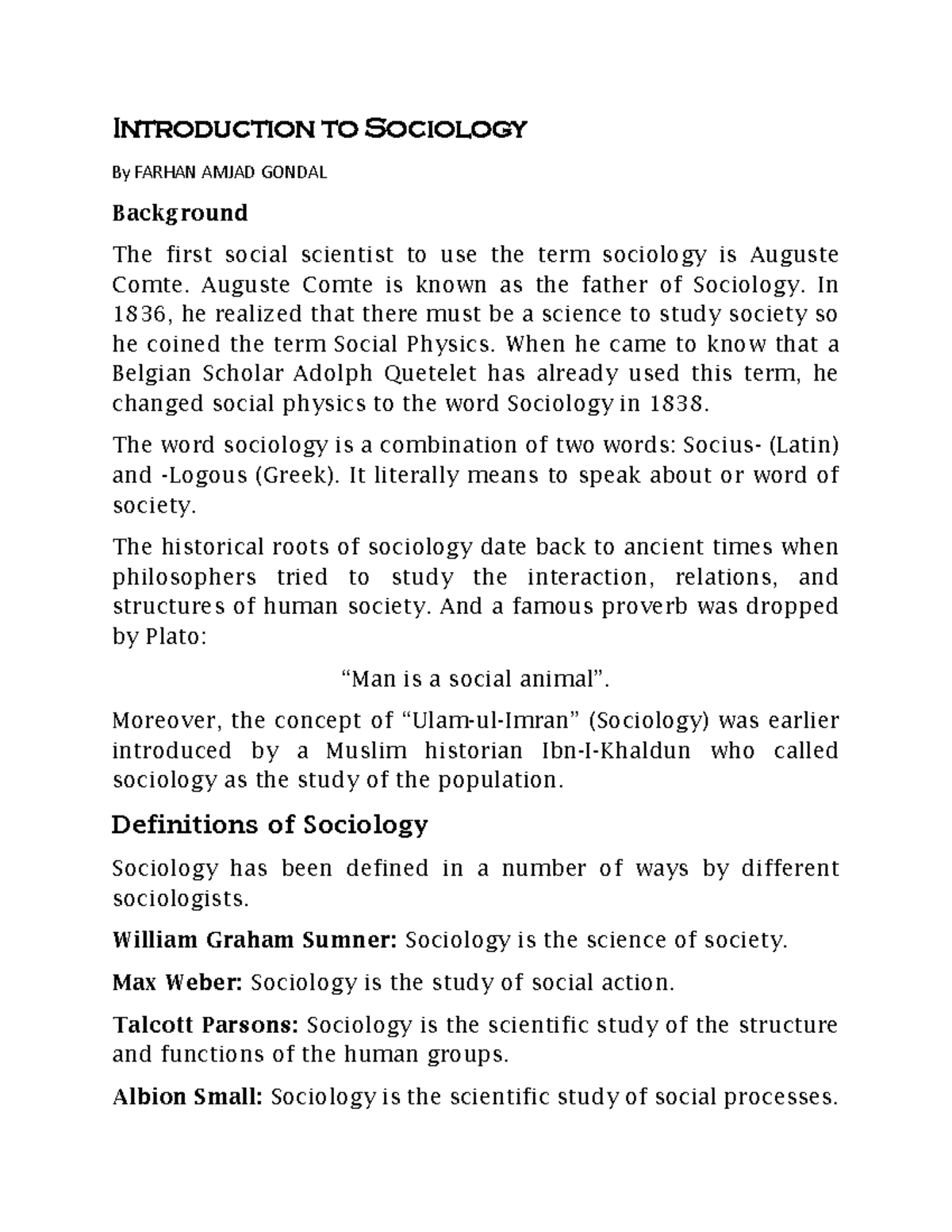Introduction to Sociology: Key Concepts and Definitions - Studocu