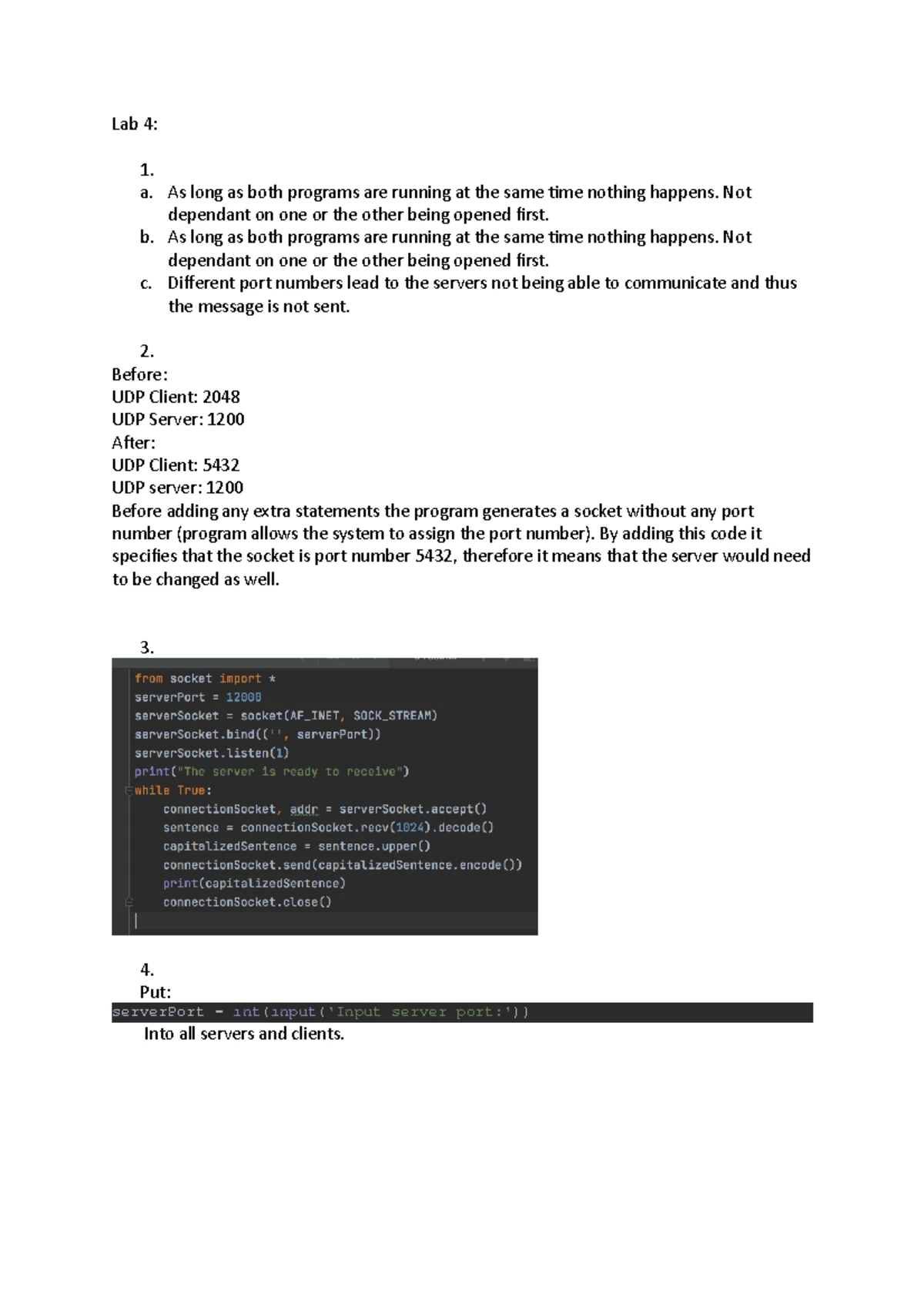 Week 4 Lab: Socket Programming in Python (TCP & UDP) - Studocu