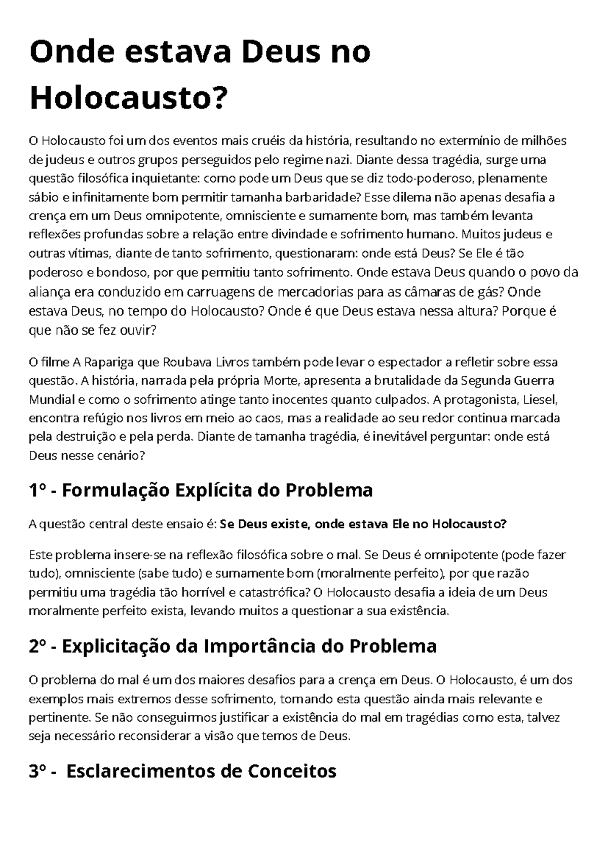 Onde Estava Deus no Holocausto? Reflexões Filosóficas e Teológicas ...