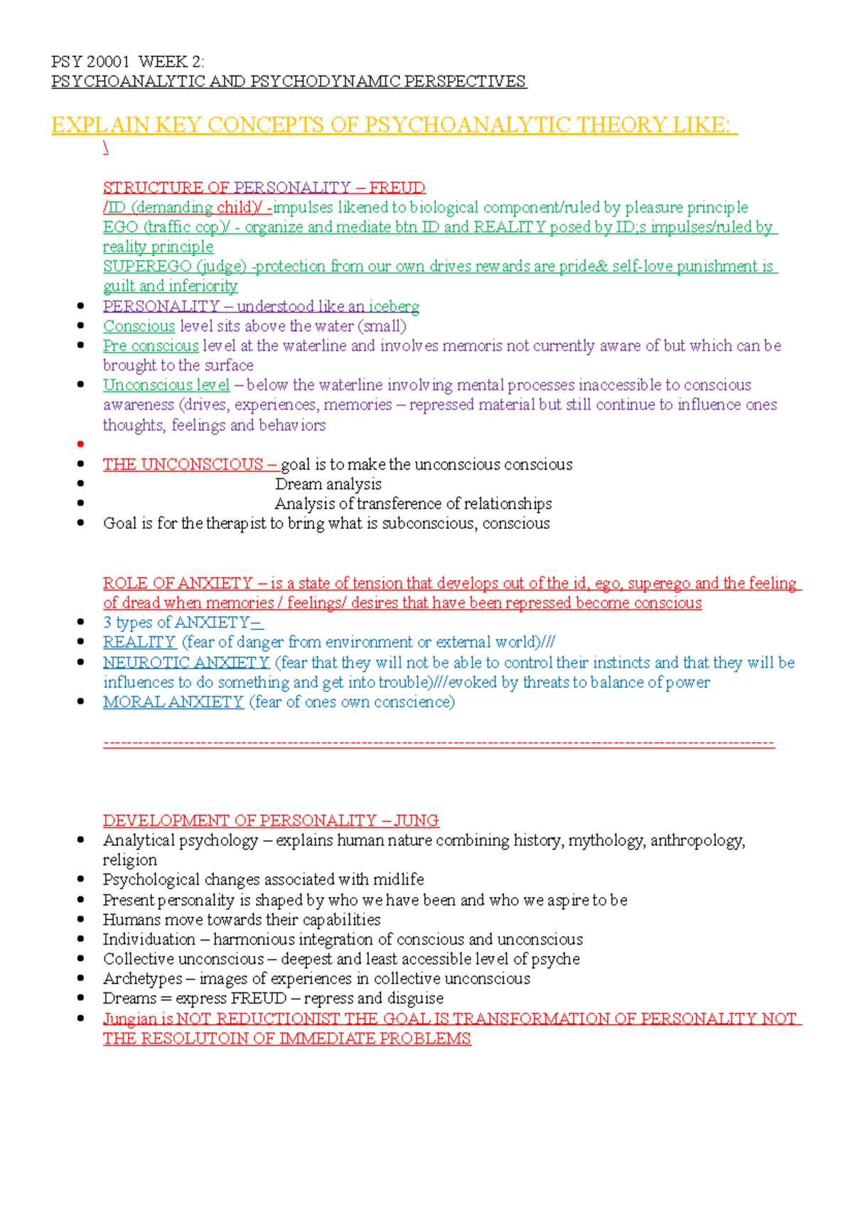 PSY 2000 1 WEEK 2 - LECTURE NOTES FOR WEEK 2 - PSY 20001 WEEK 2 ...
