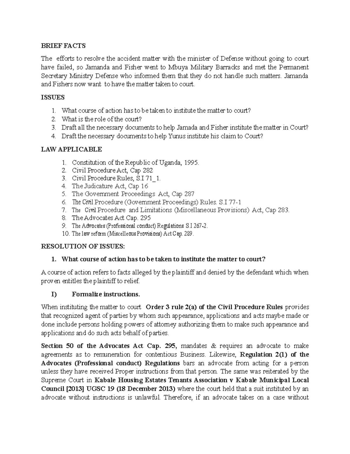 Civil Procedure Workshop 2: Instituting Court Actions (CIV 101) - Studocu