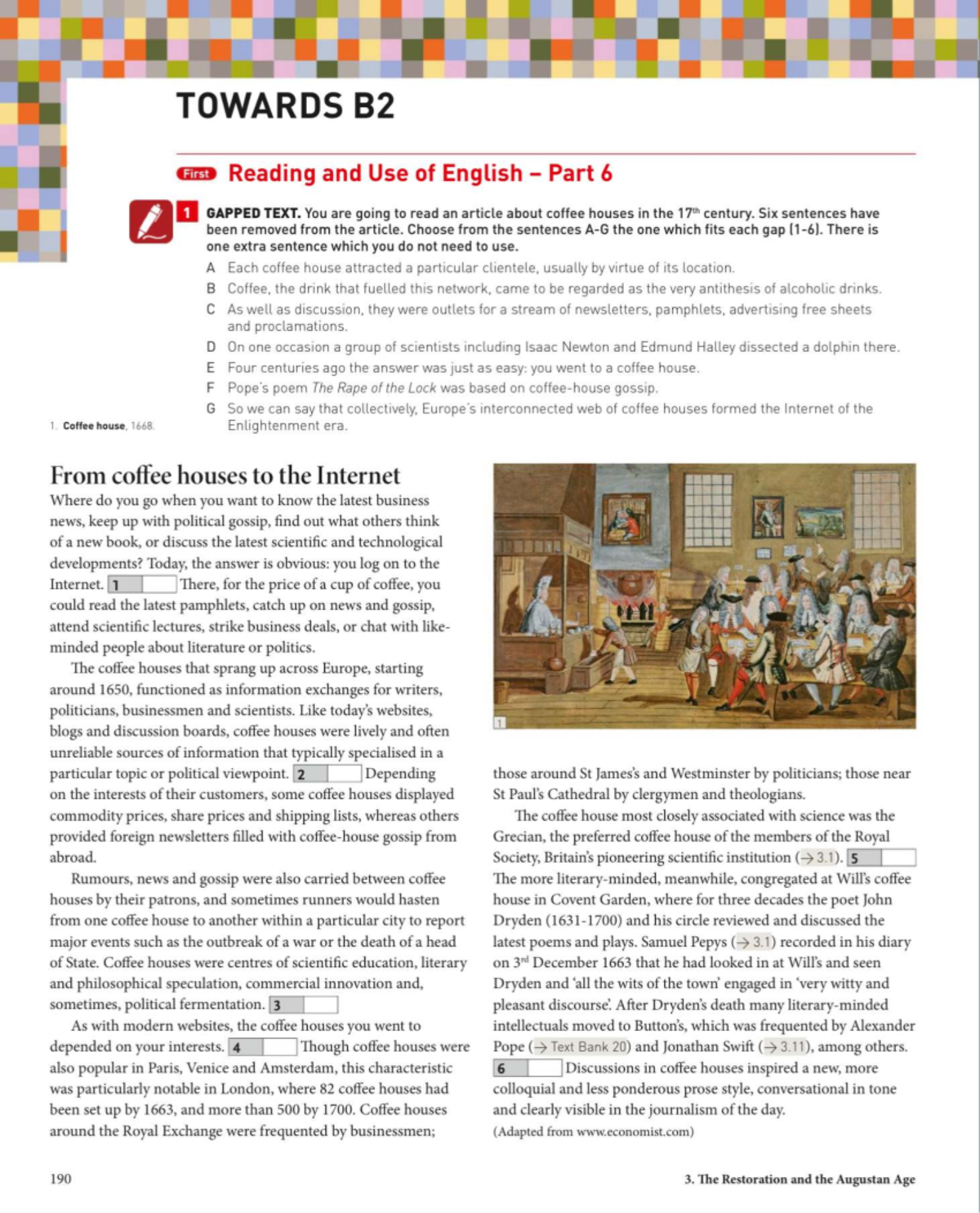 B2 First Reading & Use of English Part 6: Gapped Text on 17th Century ...