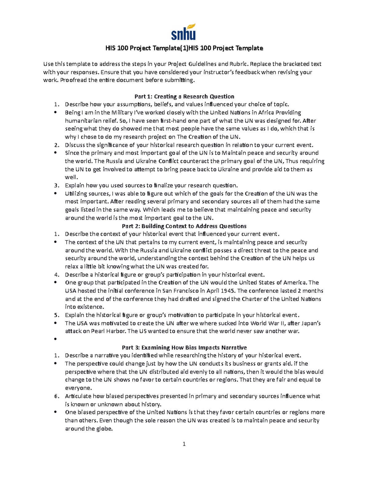HIS 100 Final Project: Understanding the UN's Creation and Its Impact ...