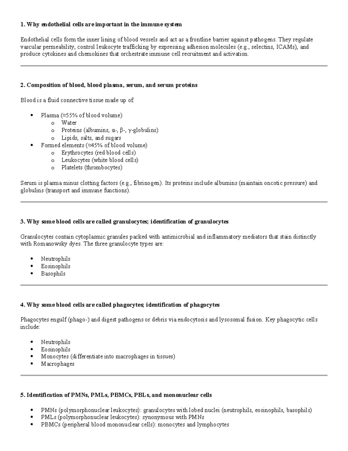 Study Guide for Exam 2: Immune System & Blood Cell Functions - Studocu