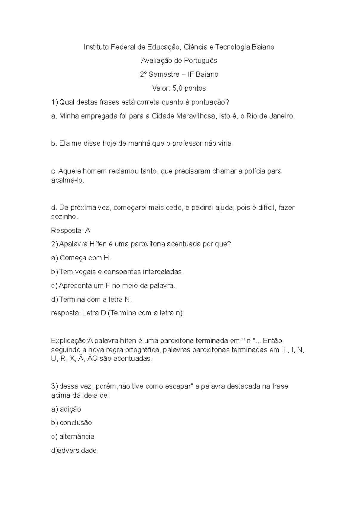 Português III - Pontuação, antítese, período supracitado, sujeito ...