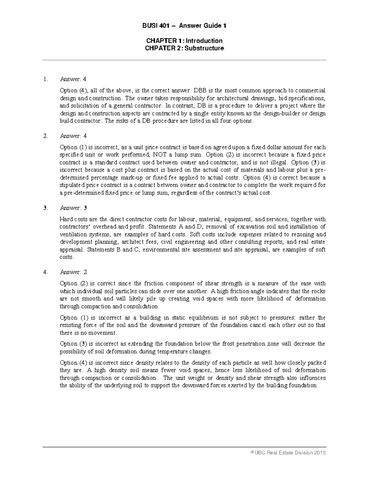 BUSI 401 Assignment Answer Guide - Structure and Foundations - Studocu