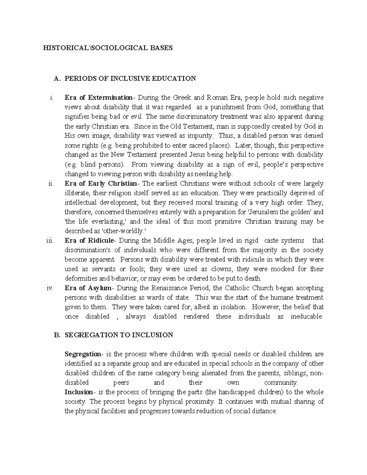 Foundations of special and inclusive education in EDUC 2 - Studocu