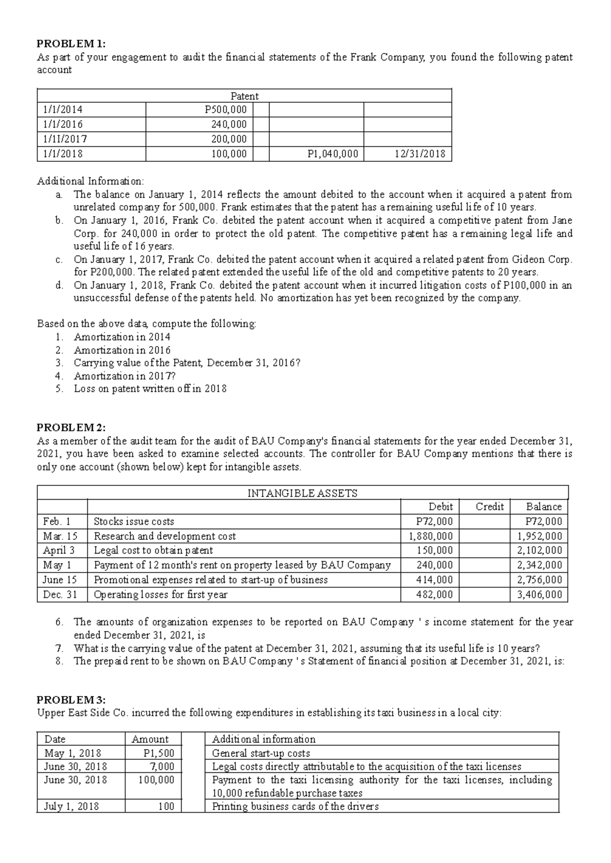 AUD2 Quiz 121725: Patent Accounting and Intangible Assets Analysis ...