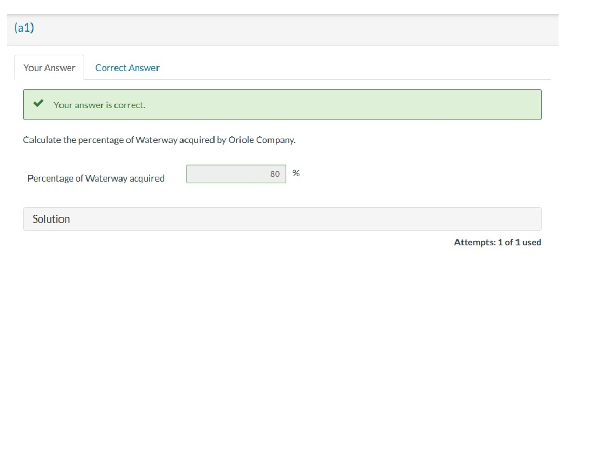 ACC 405 Project One Screenshot 2 - ACC405 - (a1) Your Answer Correct ...