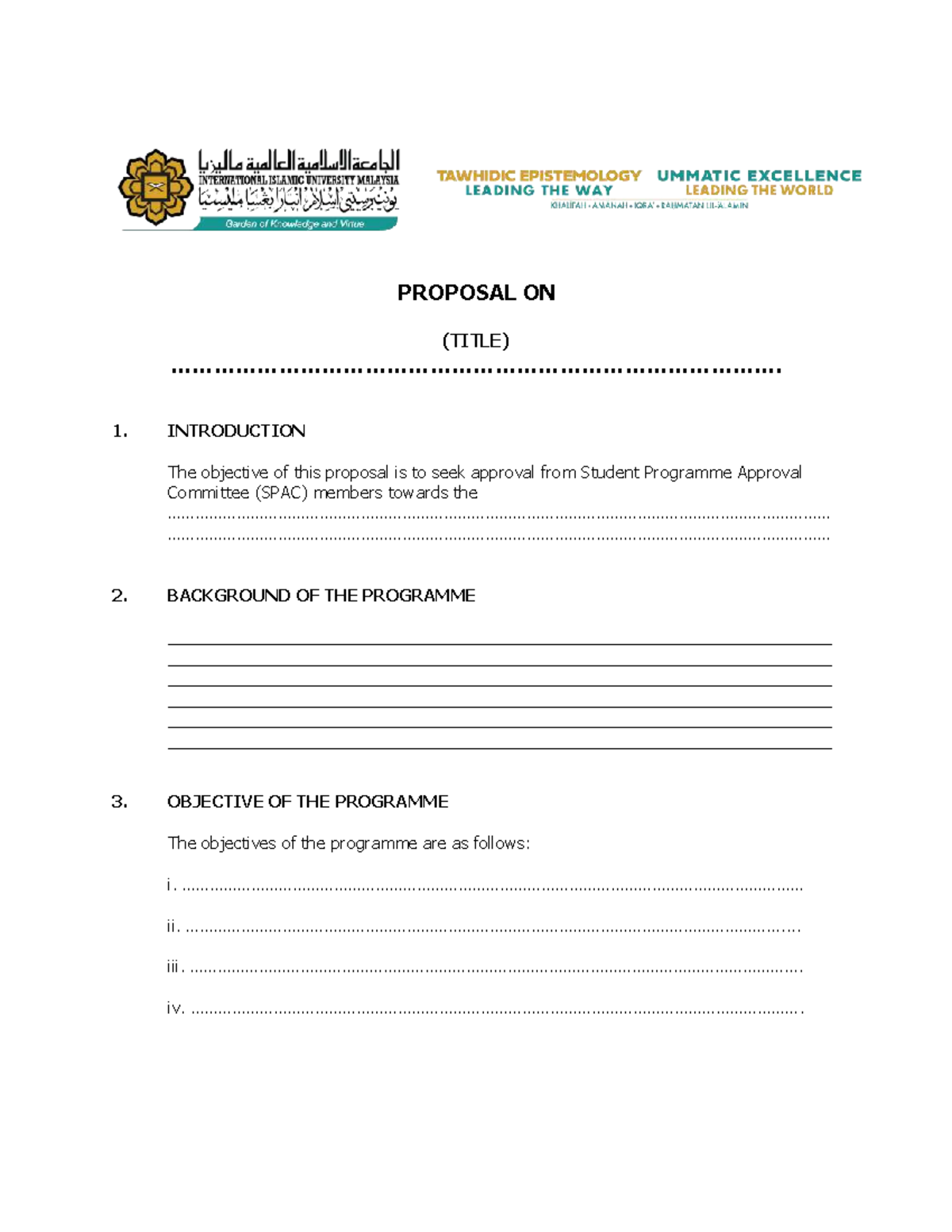 Proposal Template for Student Programme (Aug 2025) - Studocu