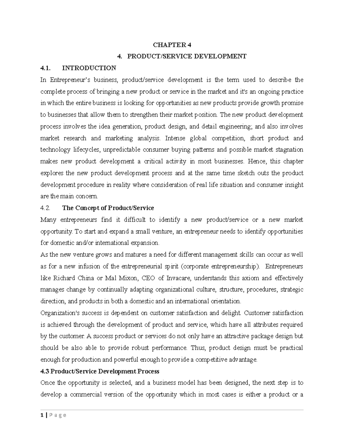 Chapter 4 (1) - Course materials - CHAPTER 4 4. PRODUCT/SERVICE ...