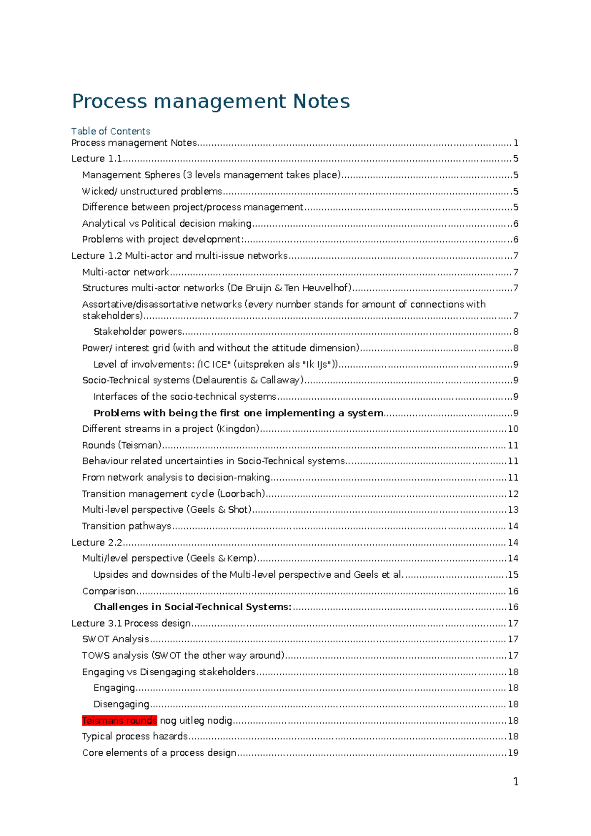 Process Management Lecture Notes for Exam (Course Code: PM101 ...