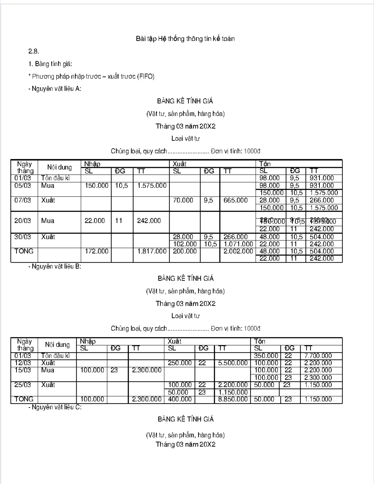 Bài Tập Hệ Thống Thông Tin Kế Toán (Htttkt) - Phần 2.8-2.9 - Document Preview