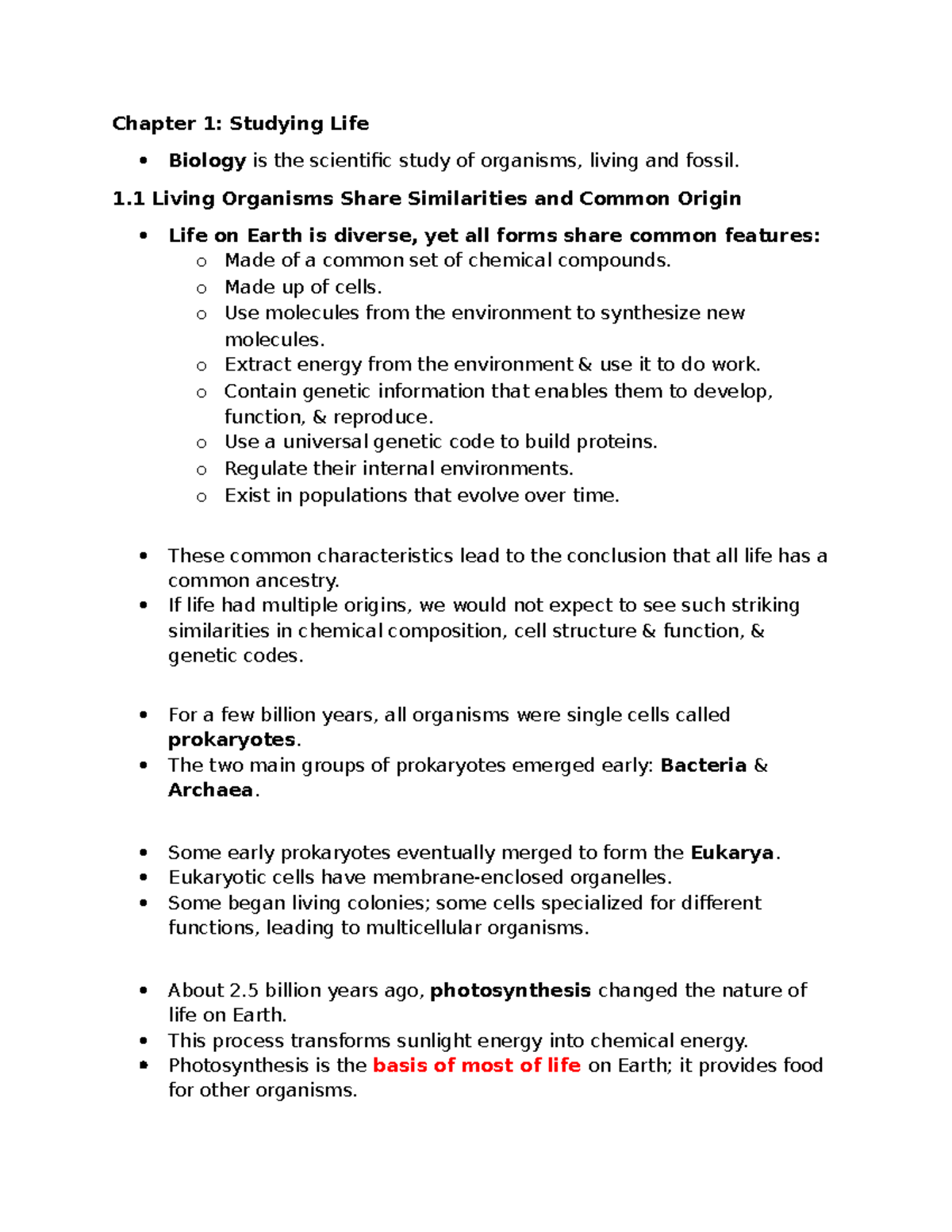Repaso Exam 1 Biol (BIOL101) - Key Concepts and Study Guide - Studocu