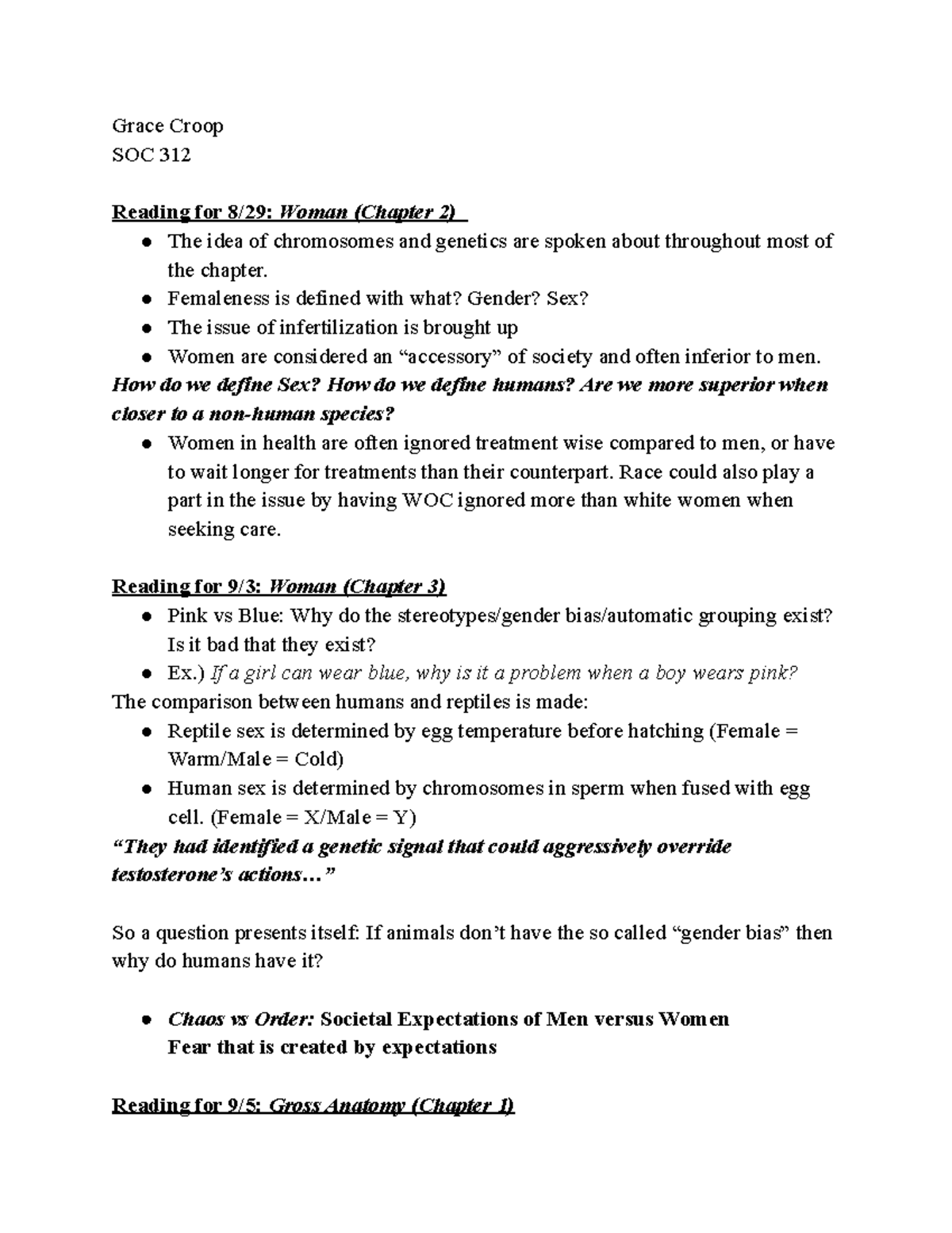 SOC 312 Lecture Notes: Women in Society and Gender Dynamics - Studocu