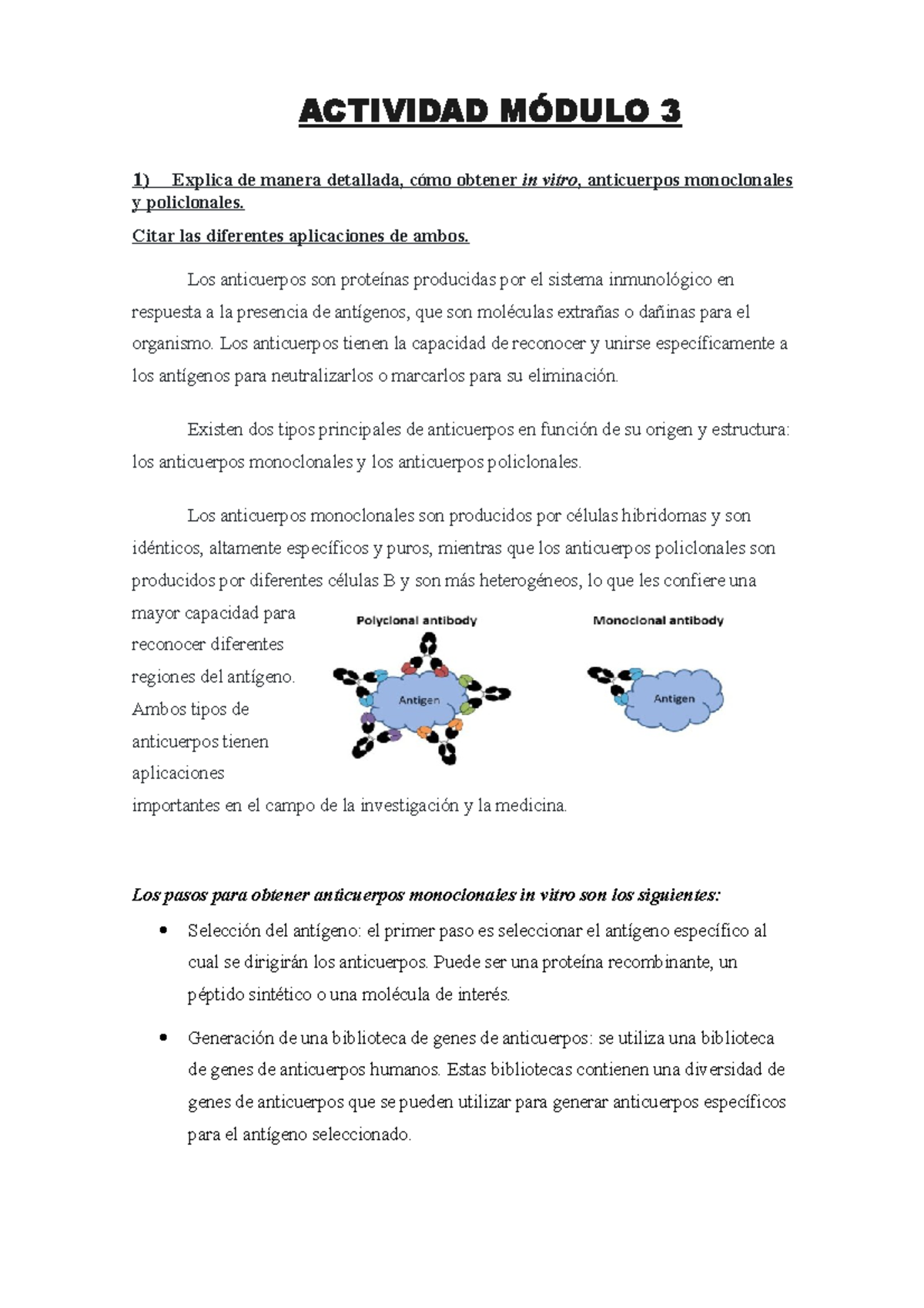 Actividad Mod3: Obtención de Anticuerpos Monoclonales y Policlonaes - Document Preview
