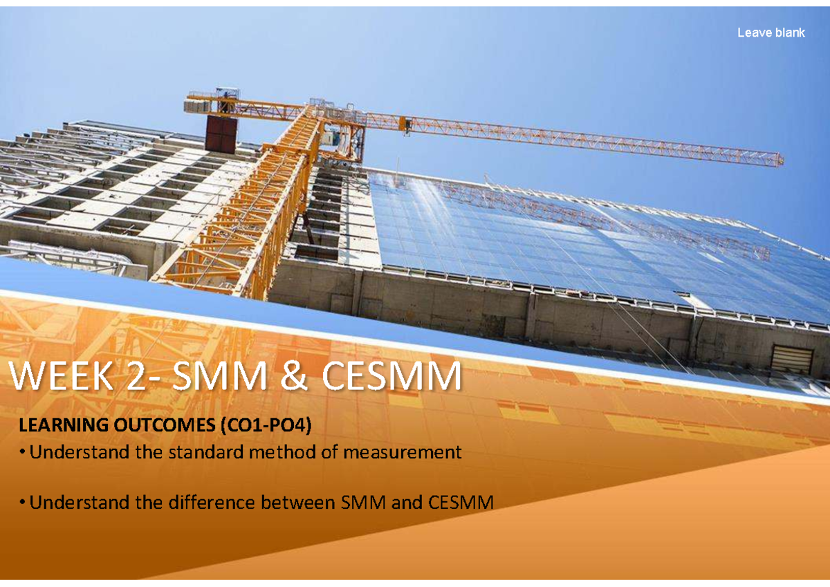 Week 2 - Lecture Notes on SMM & CESMM Learning Outcomes - Studocu
