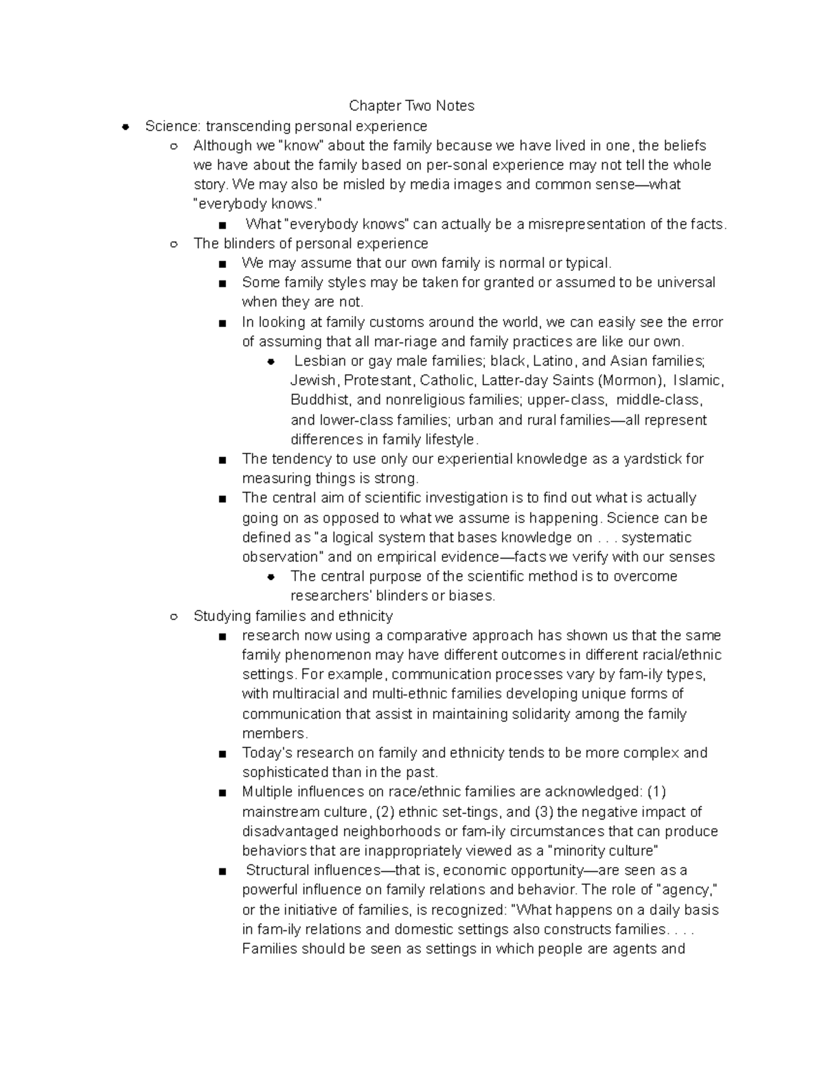 Chapter 2 notes CFD 135 - Chapter Two Notes Science: transcending ...