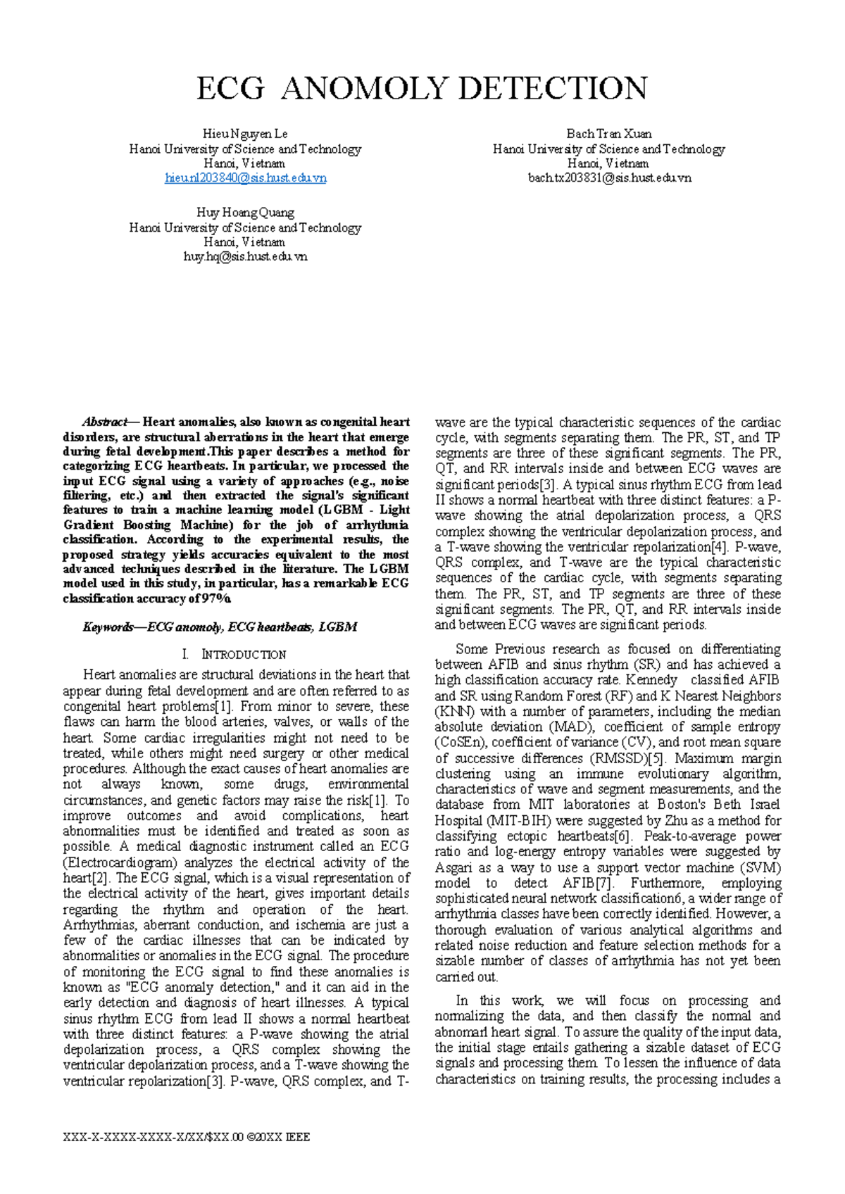 ECG Anomaly Detection Using LGBM Model - N04 Full Report - Studocu