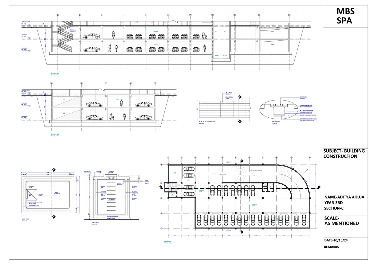 ANursing 24 Floor Plans(In Milimeters)-Basement Sections - SECTION A-A ...