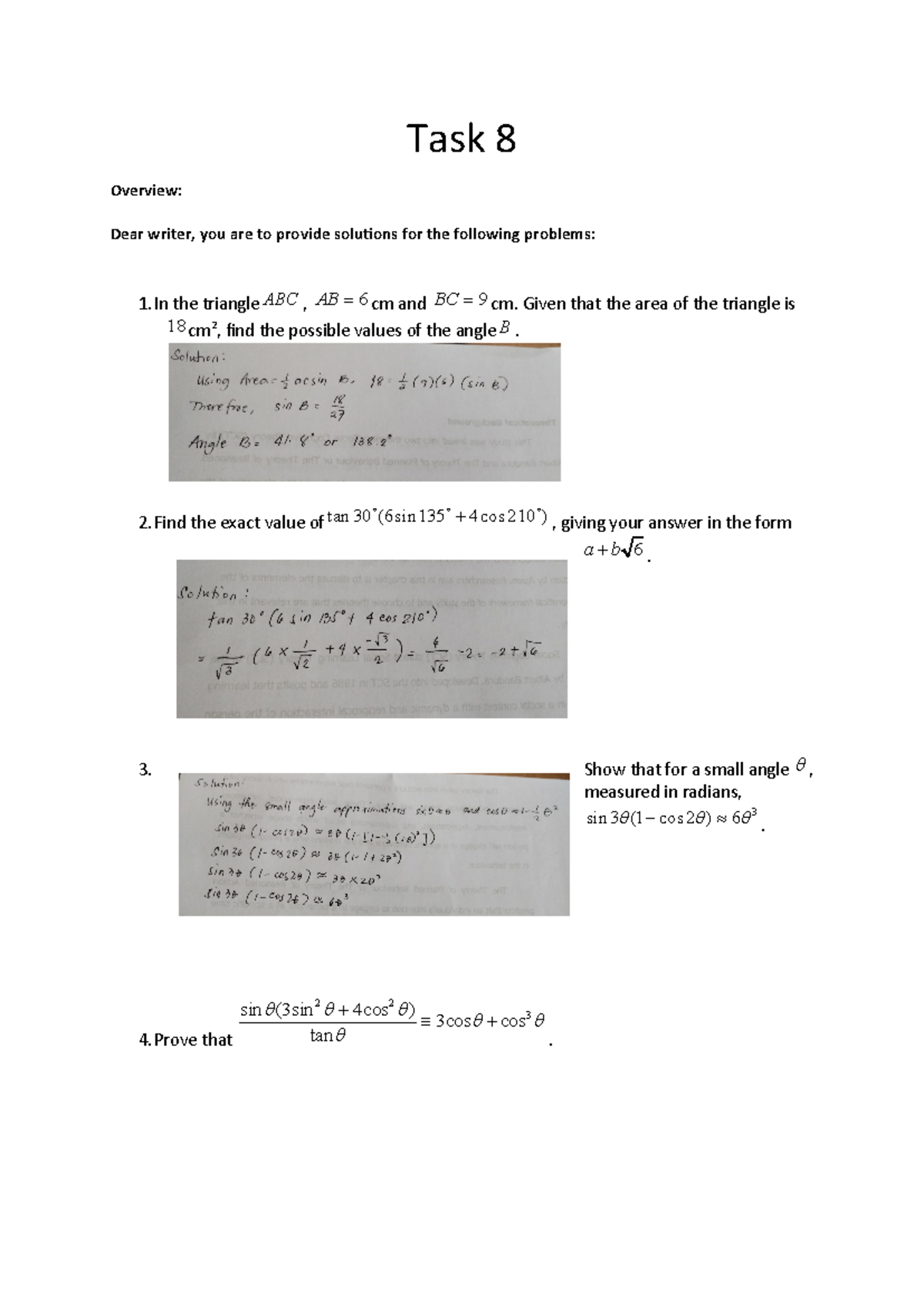 Pdfcoffee - math math - Task 8 Overview: Dear writer, you are to ...