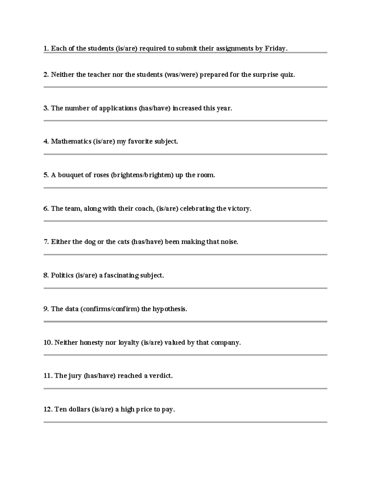 ENG 101: Subject-Verb Agreement Study Notes and Examples - Studocu