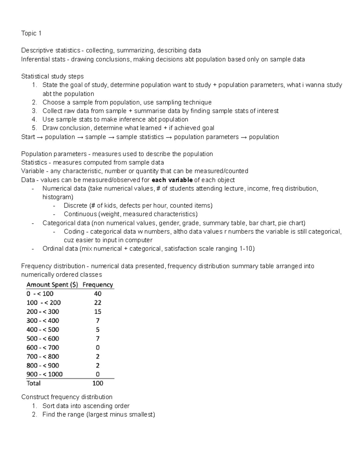 Quiz 1 Prep: Descriptive vs Inferential Statistics Overview - Studocu