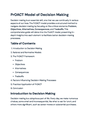 PrOACT Framework for Effective Decision-Making Strategies - Decision ...