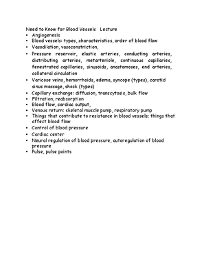 Blood Vessels (Lab) Study Guide: Arteries and Veins Overview - Need to ...