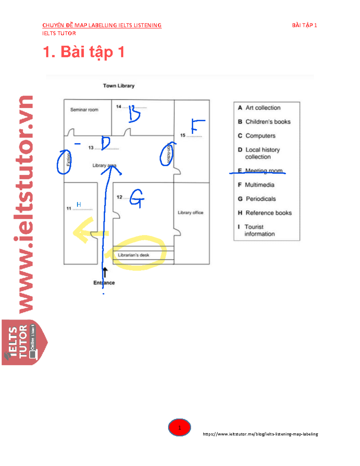 Bài Tập Map Labelling IELTS Listening - IELTS TUTOR - Studocu