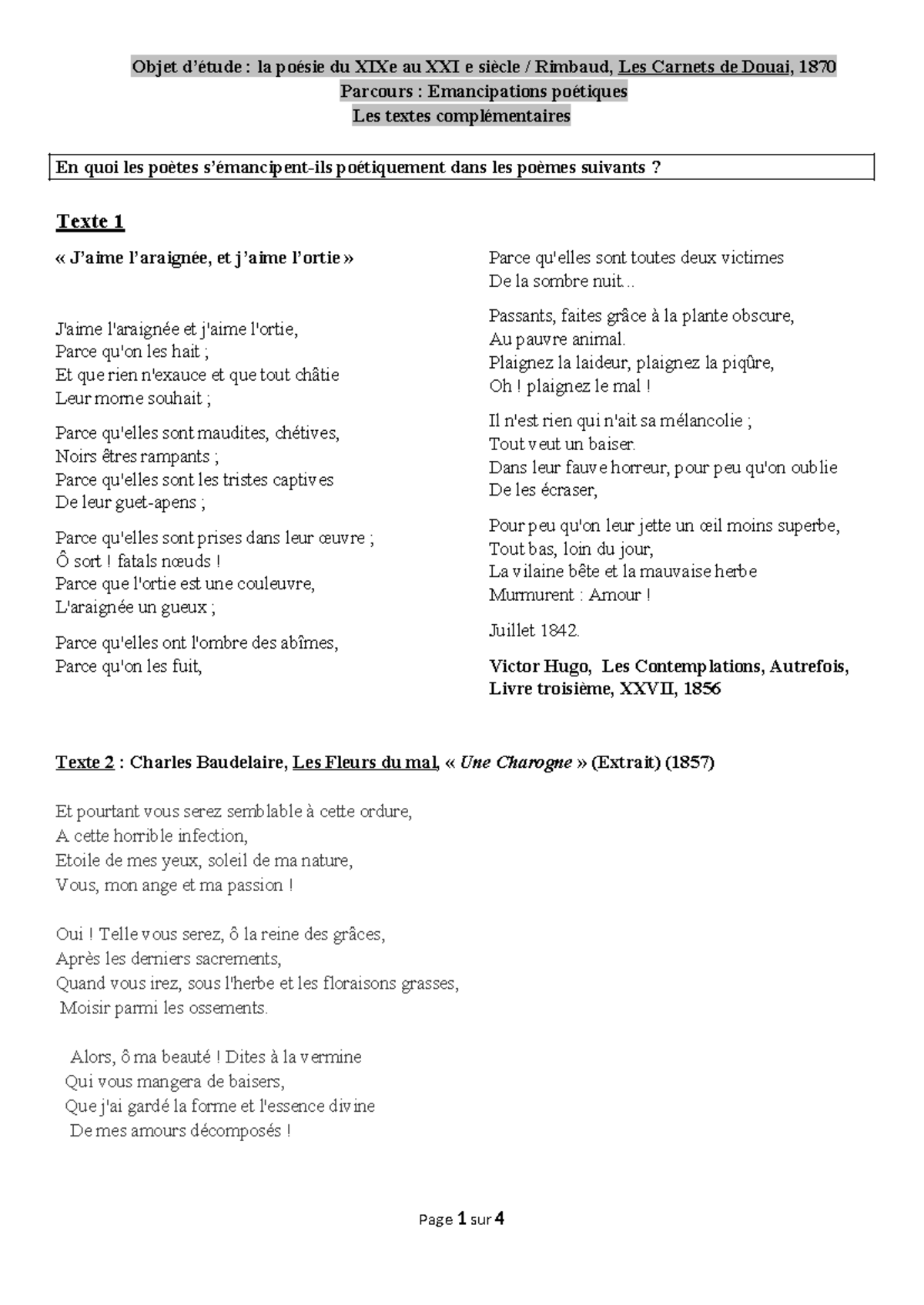 Textes Complémentaires : Emancipations Poétiques - Rimbaud et Autres ...
