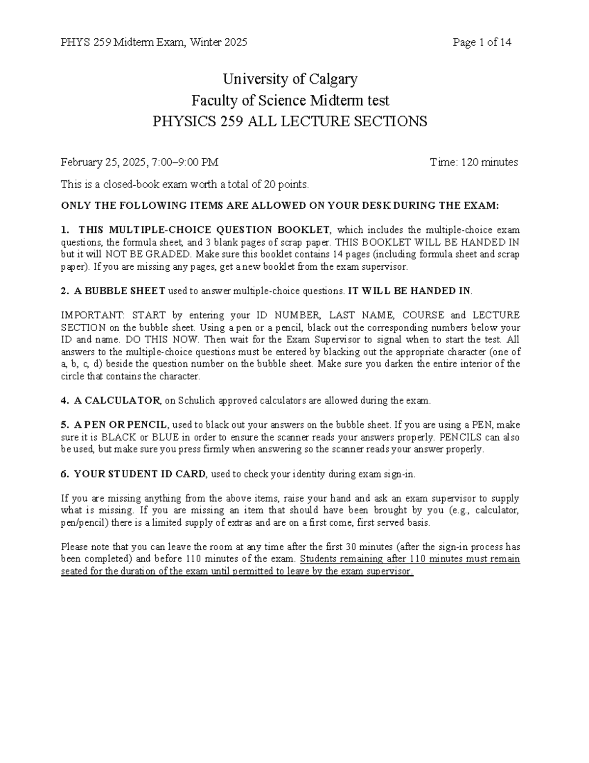 PHYS 259 W2025 - Midterm Exam - Complete Guide and Answers - Studocu