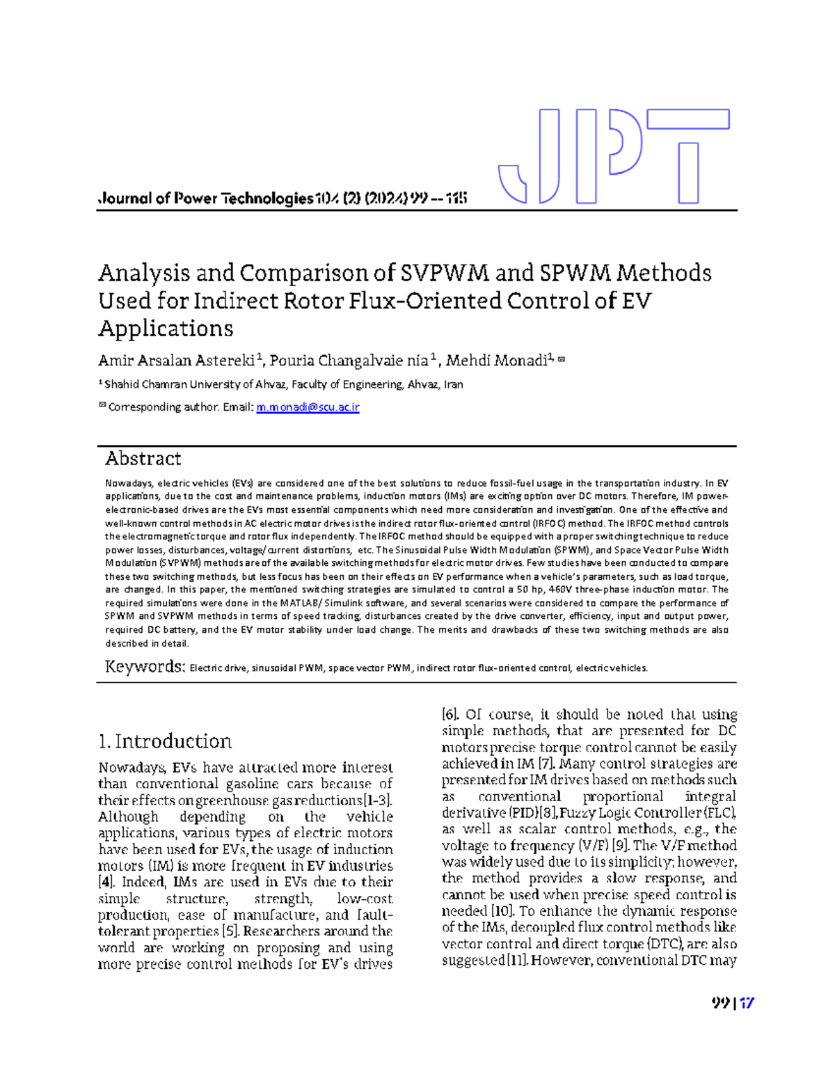Comparative Study of SPWM and SVPWM for EV Induction Motors - Studocu
