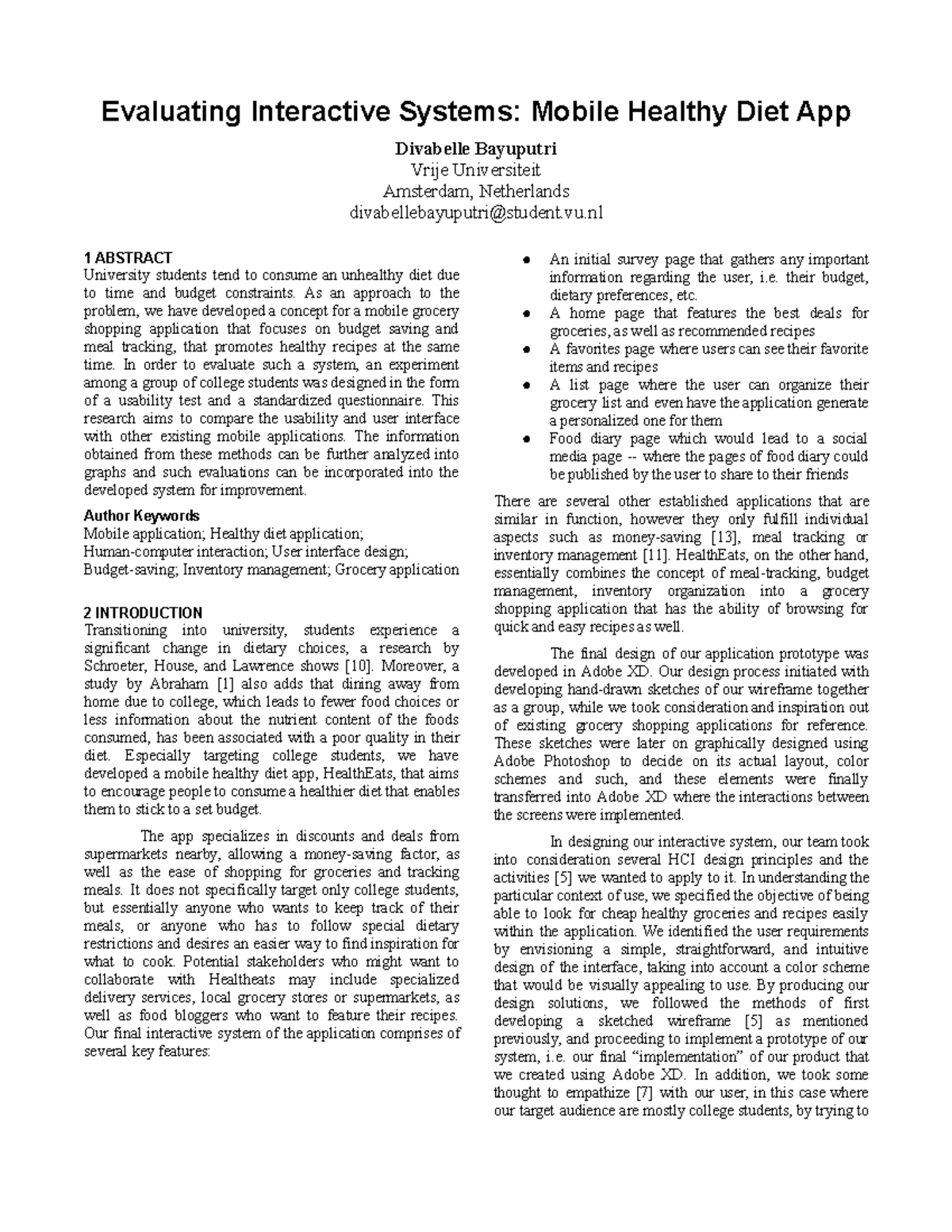 Evaluating Usability of Mobile Healthy Diet App (HCI 101) - Studeersnel