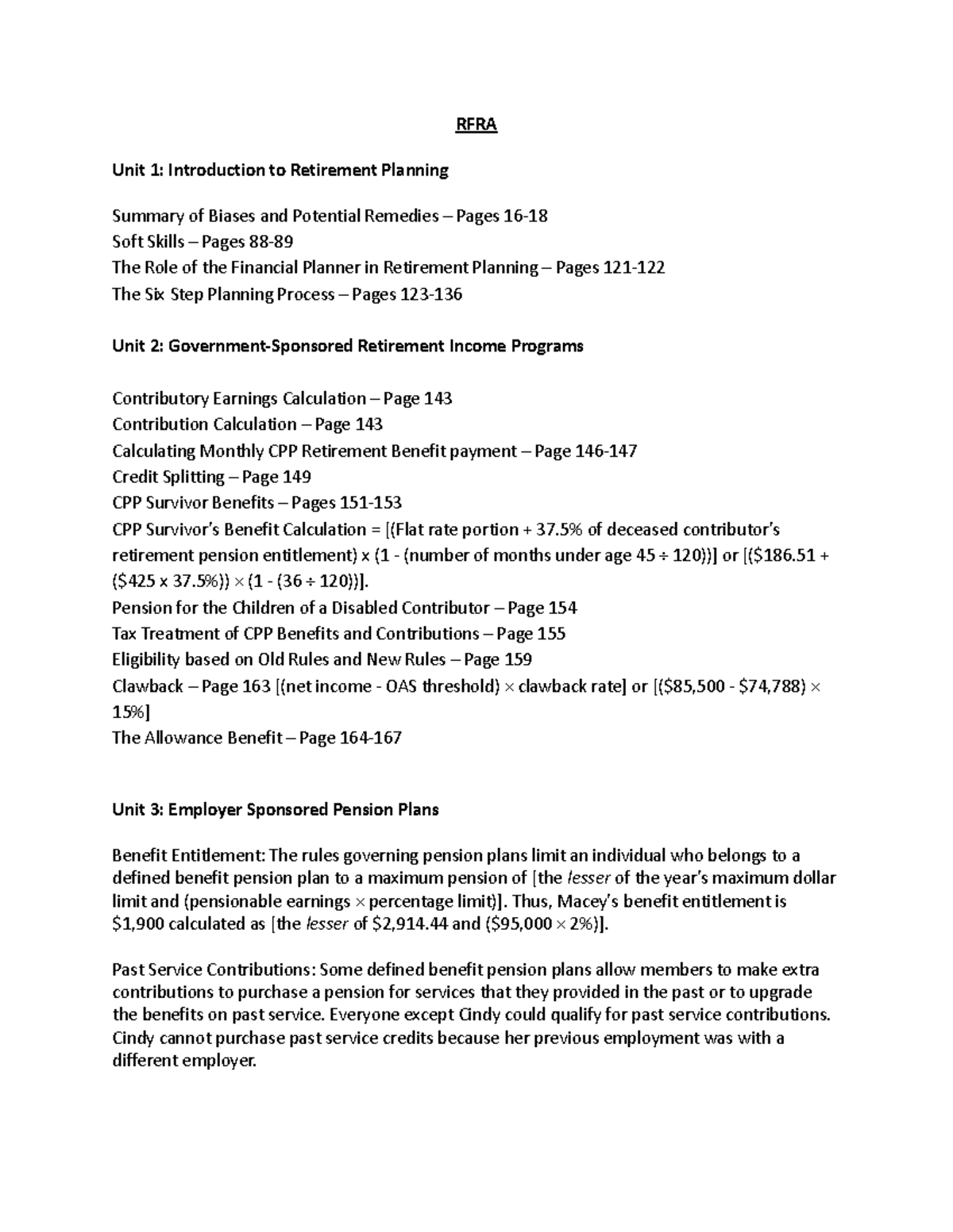 RFRA - Retirement Planning Comprehensive Notes and Guidelines - Studocu