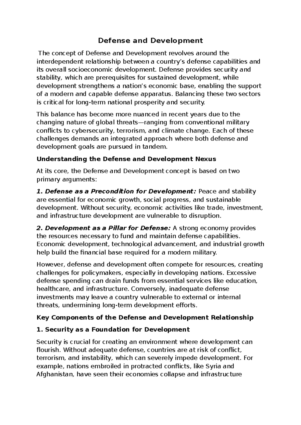 Defence and Development: Exploring Their Interconnected Relationship ...