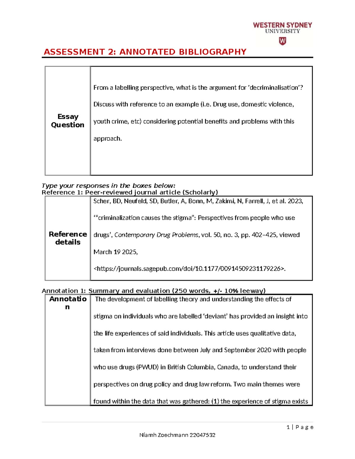 Annotated Bibliography - ASSESSMENT 2: ANNOTATED BIBLIOGRAPHY Essay ...
