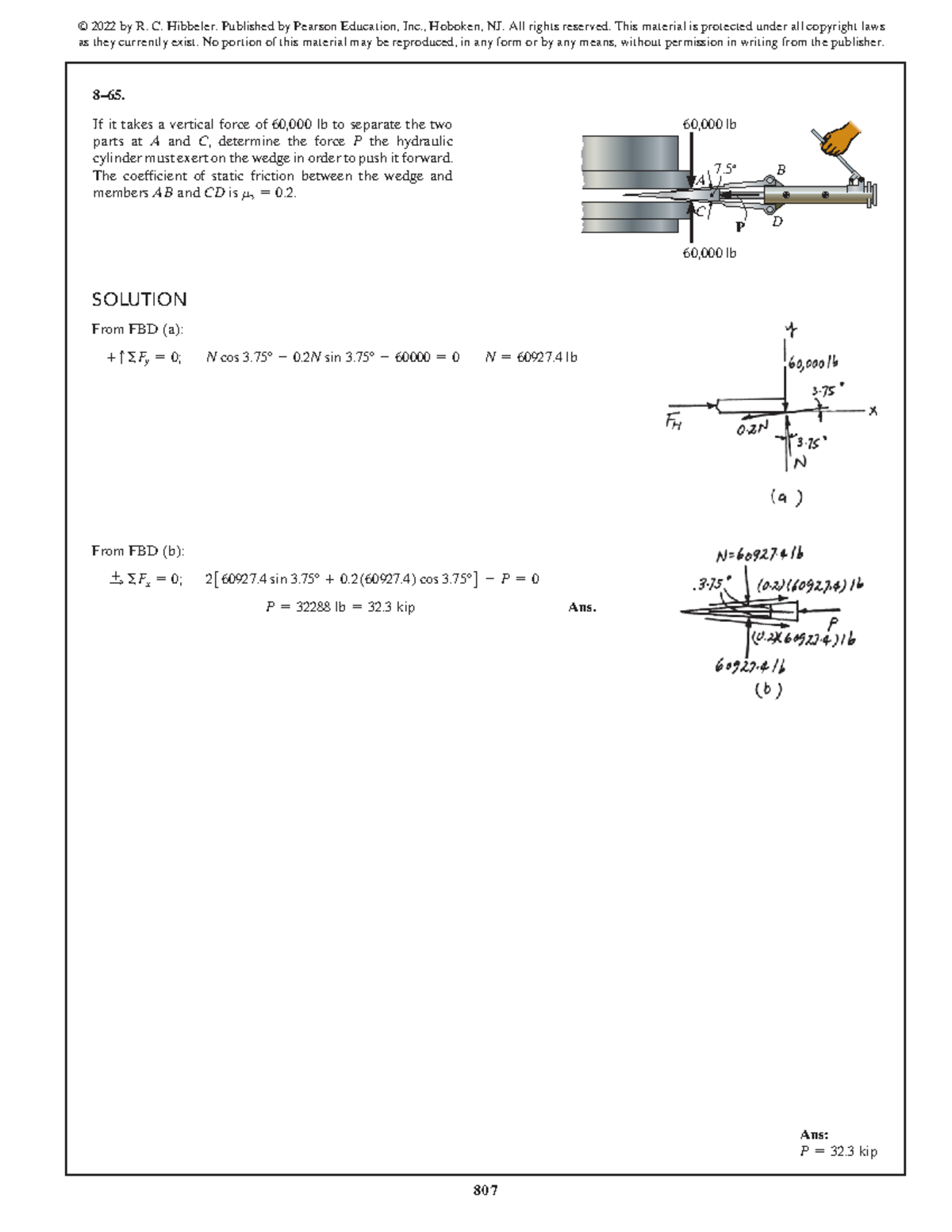 SWK 15th Ed Solution Manual - Hydraulic Cylinder Force Analysis - Studocu