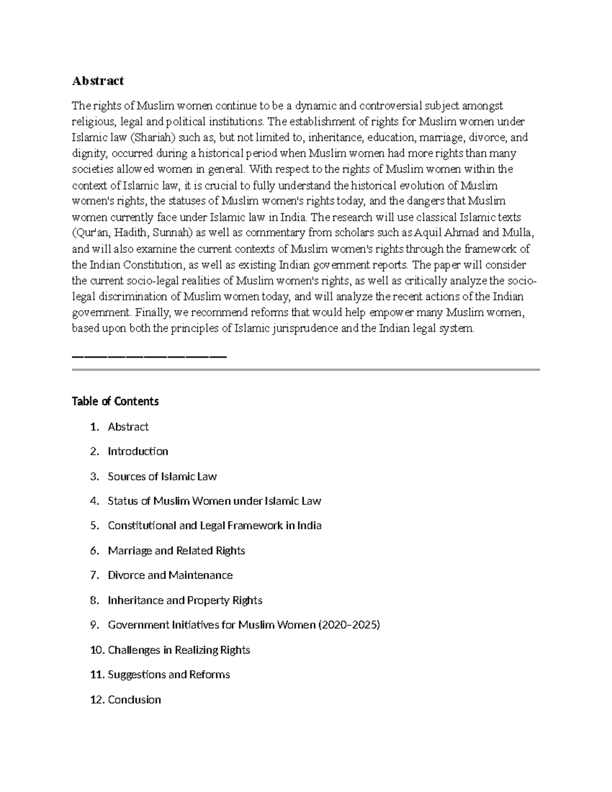 Muslim Law and Women's Rights in India: A Comprehensive Study - Studocu
