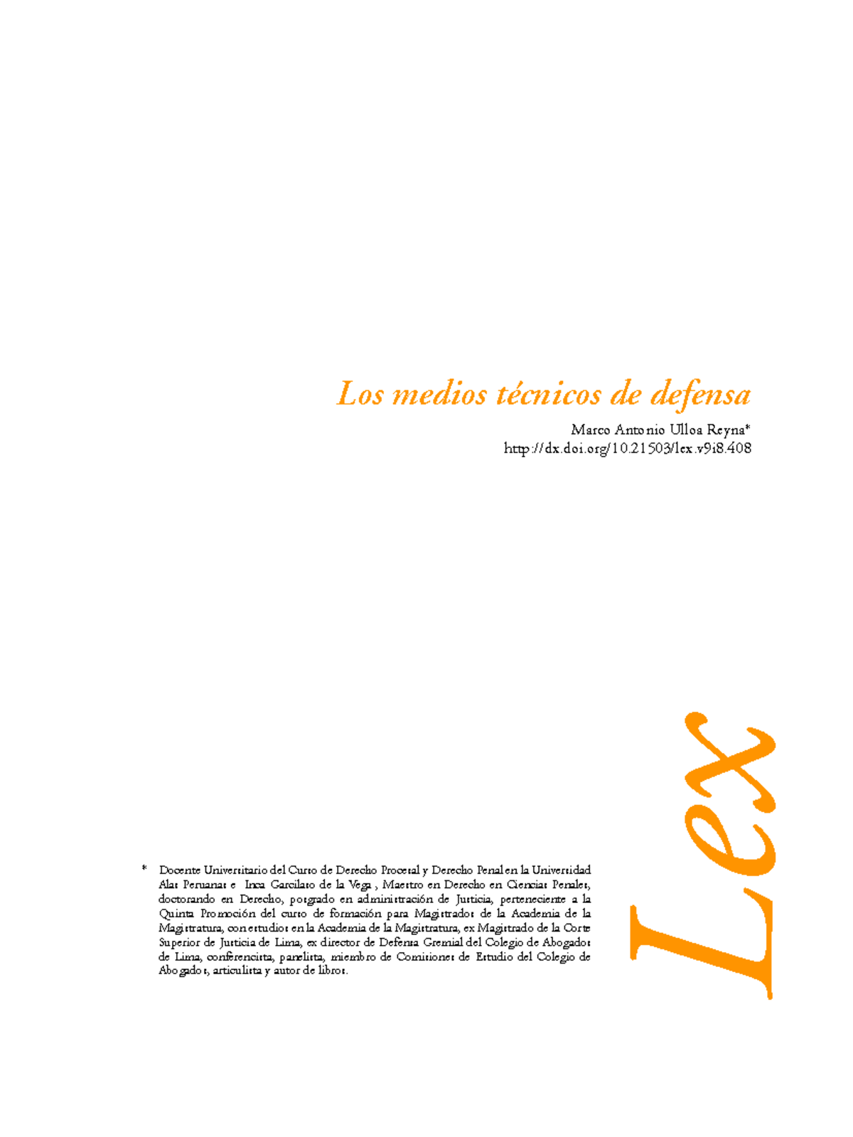 Análisis de los Medios Técnicos de Defensa en el Derecho Penal y ...