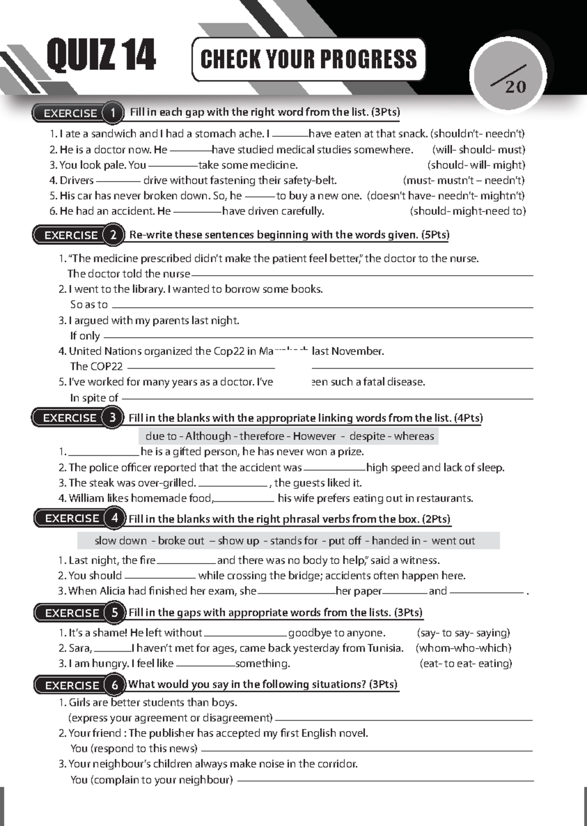 Check YOUR Progress - how to write essays - EXERCISE 1 EXERCISE 2 ...