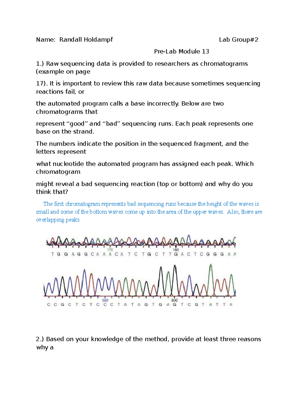 Pre-lab 13 - Lab questions on sequencing data analysis - Studocu