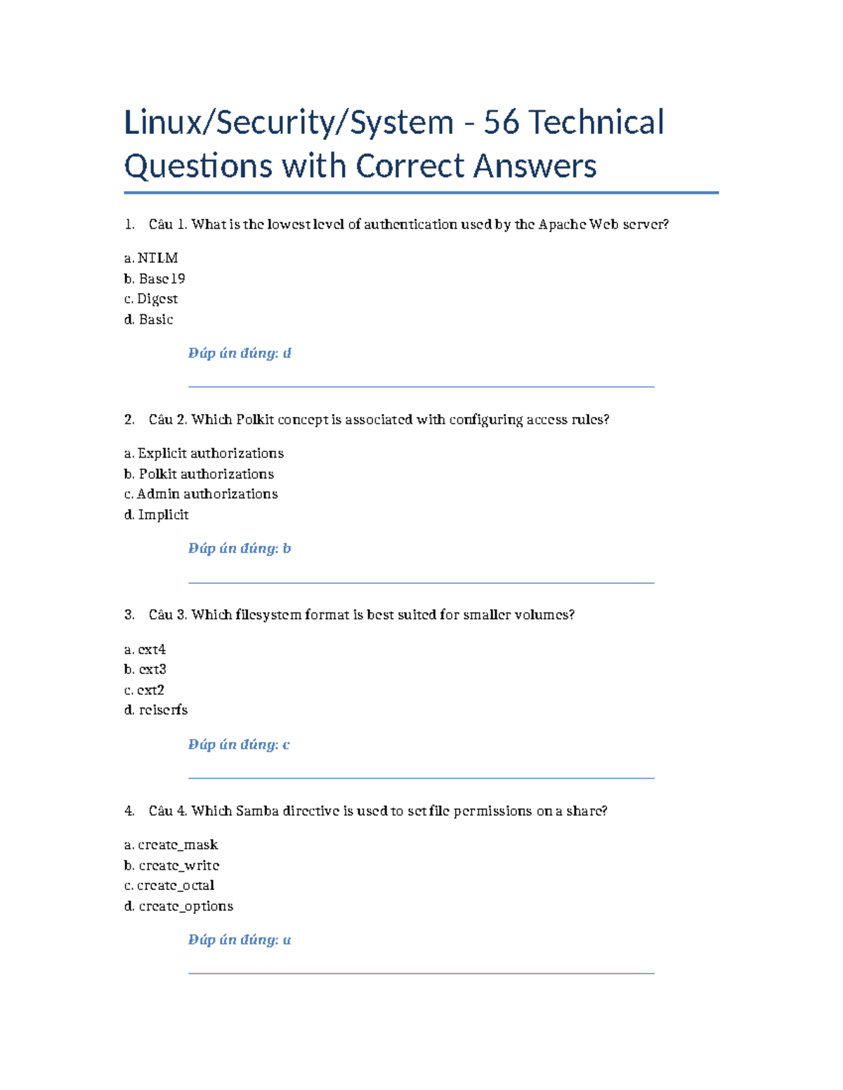 Linux Technical Questions 1-56 - FINAL Exam Review - Studocu