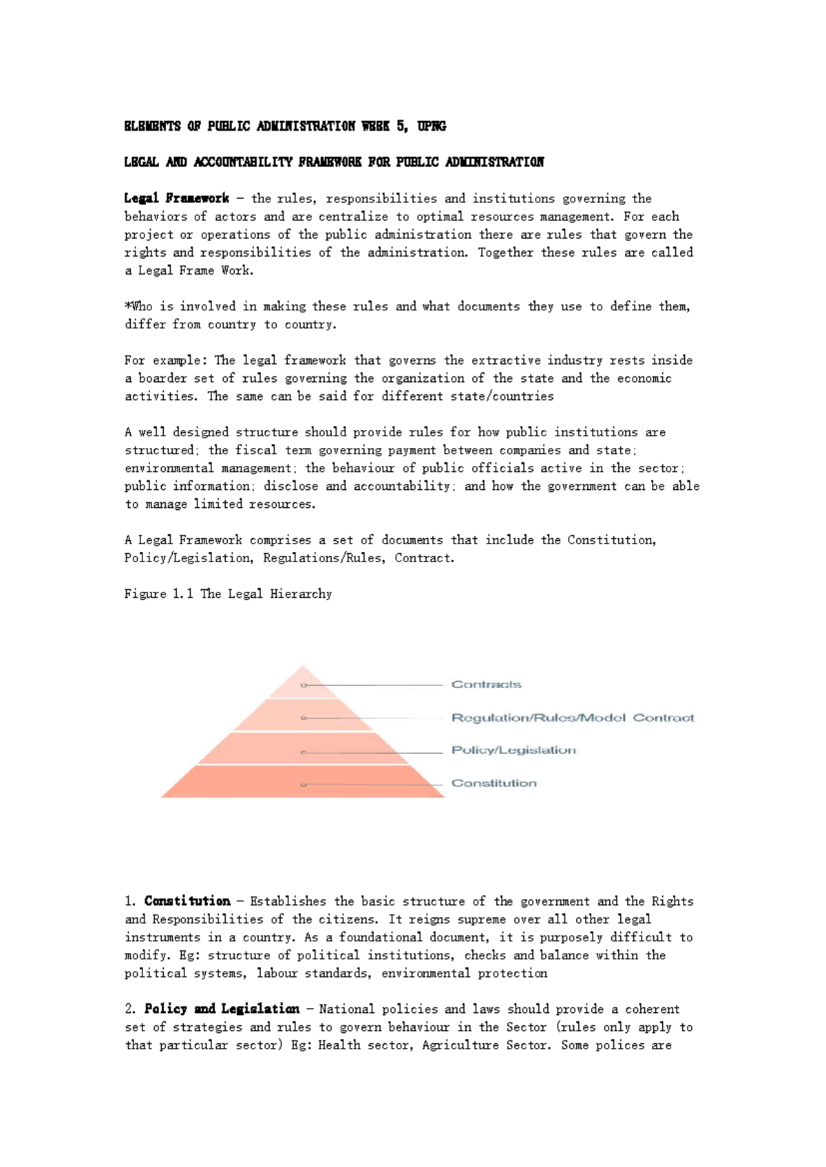 Legal and Accountability Framework in Public Administration (PUB 201 ...