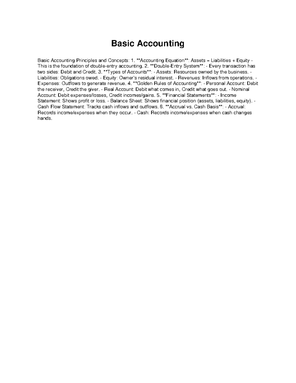 Basic Accounting Principles: Assets, Liabilities, and Equity - Studocu